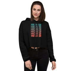 "Higher" Crop Hoodie (Black) | Turquoise/Orange