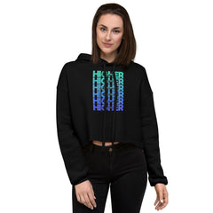 "Higher" Crop Hoodie (Black) | Turquoise/Blue