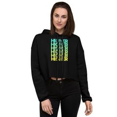 "Higher" Crop Hoodie (Black) | Cyan/Yellow