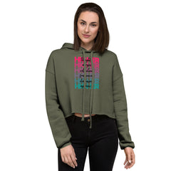 "Higher" Crop Hoodie (Black) | Pink/Turquoise