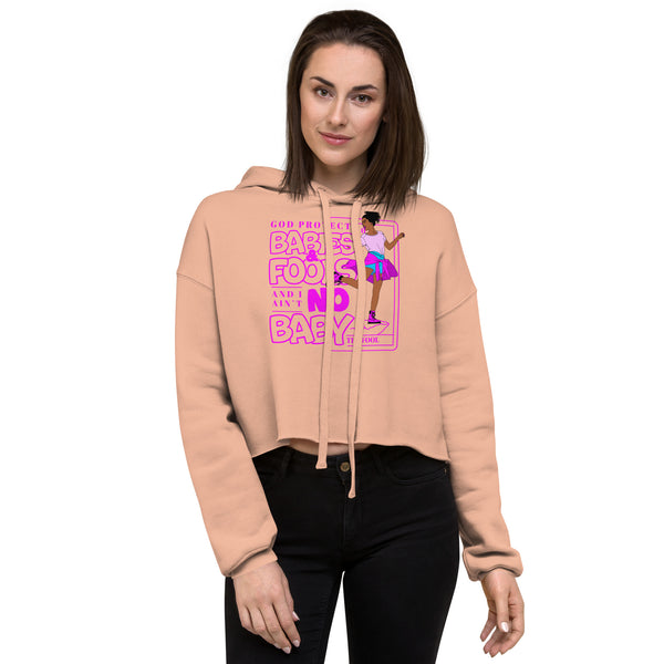 "God Protects Fools" Crop Hoodie (Woman Version) | Pink