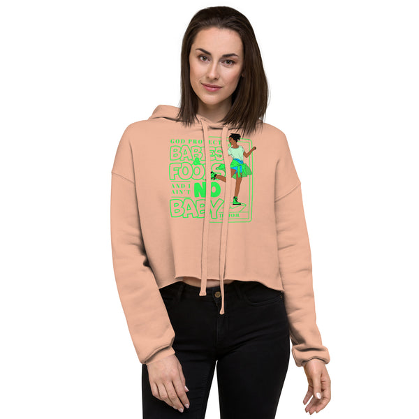 "God Protects Fools" Crop Hoodie (Woman Version) | Lime