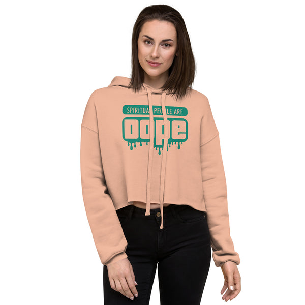 "Spiritual People" Crop Hoodie (Solid) | Turquoise