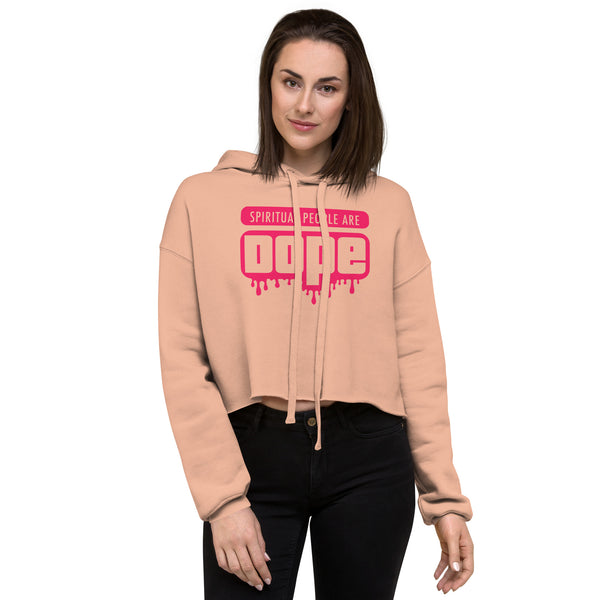 "Spiritual People" Crop Hoodie (Solid) | Pink