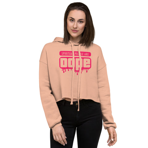 "Spiritual People" Crop Hoodie (Solid) | Pink