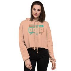 "Spiritual People" Crop Hoodie (Gradient) | Tan/Teal