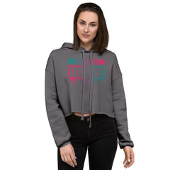 "Spiritual People" Crop Hoodie (Gradient) | Teal/Pink