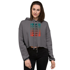 "Higher" Crop Hoodie (Black) | Turquoise/Orange