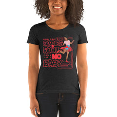 "God Protects Fools" Ladies T-Shirt (Woman Version) | Red