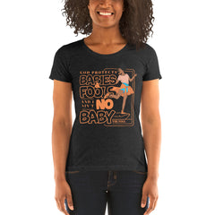 "God Protects Fools" Ladies T-Shirt (Woman Version) | Orange