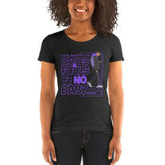 "God Protects Fools" Ladies T-Shirt (Man Version) | Purple