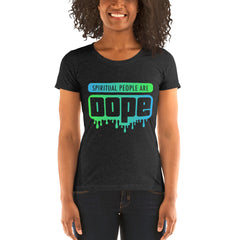 "Spiritual People" Ladies T-Shirt (Gradient) | Lime/Teal