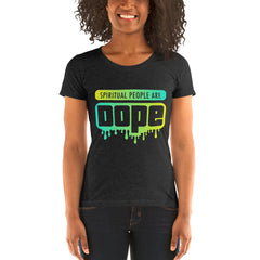 "Spiritual People" Ladies T-Shirt (Gradient) | Lemon/Cyan