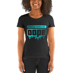 "Spiritual People" Ladies T-Shirt (Gradient) | Cyan/Turquoise