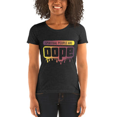 "Spiritual People" Ladies T-Shirt (Gradient) | Burgundy/Yellow