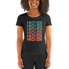 "Higher" Ladies T-Shirt (Black) | Turquoise/Orange