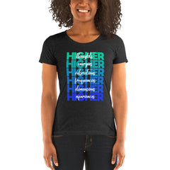 "Higher" Ladies T-Shirt (White) | Turquoise/Blue