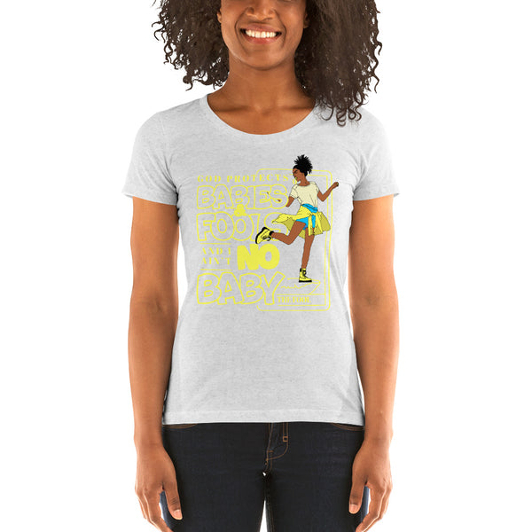 "God Protects Fools" Ladies T-Shirt (Woman Version) | Yellow