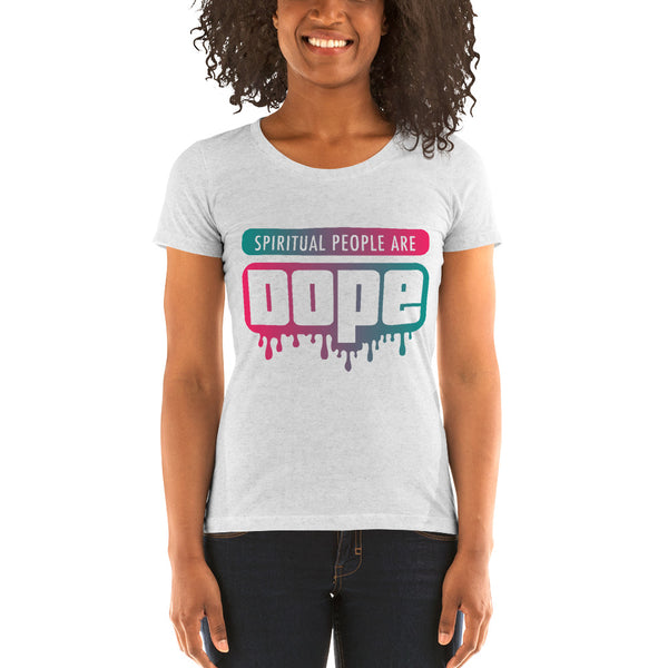 "Spiritual People" Ladies T-Shirt (Gradient) | Teal/Pink