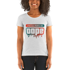 "Spiritual People" Ladies T-Shirt (Gradient) | Orange/Turquoise