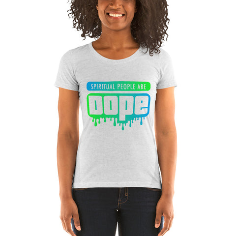 "Spiritual People" Ladies T-Shirt (Gradient) | Lime/Teal