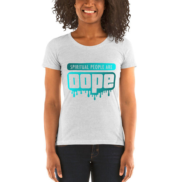 "Spiritual People" Ladies T-Shirt (Gradient) | Cyan/Turquoise