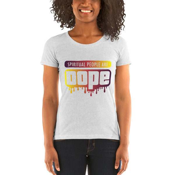 "Spiritual People" Ladies T-Shirt (Gradient) | Burgundy/Yellow