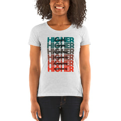 "Higher" Ladies T-Shirt (Black) | Turquoise/Orange